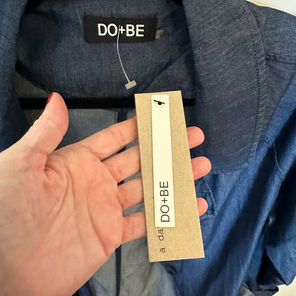 Do‎ + Be Women’s Dark Blue Chambray Tencel Duster Long Line Coat